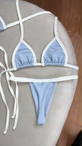 Biquíni fita bicolor azul/branco